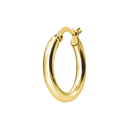 14K Solid Gold Hoop Earrings - 3 MM