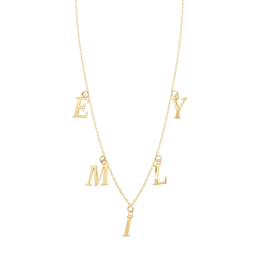 Capitolina Bold Hanging Initial Necklace in 14K Gold (18" CHAIN)