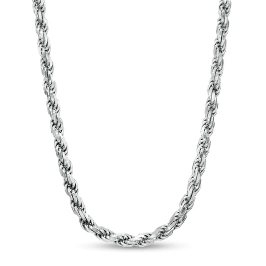 Sterling Silver Rope Necklace Rhodium Plated